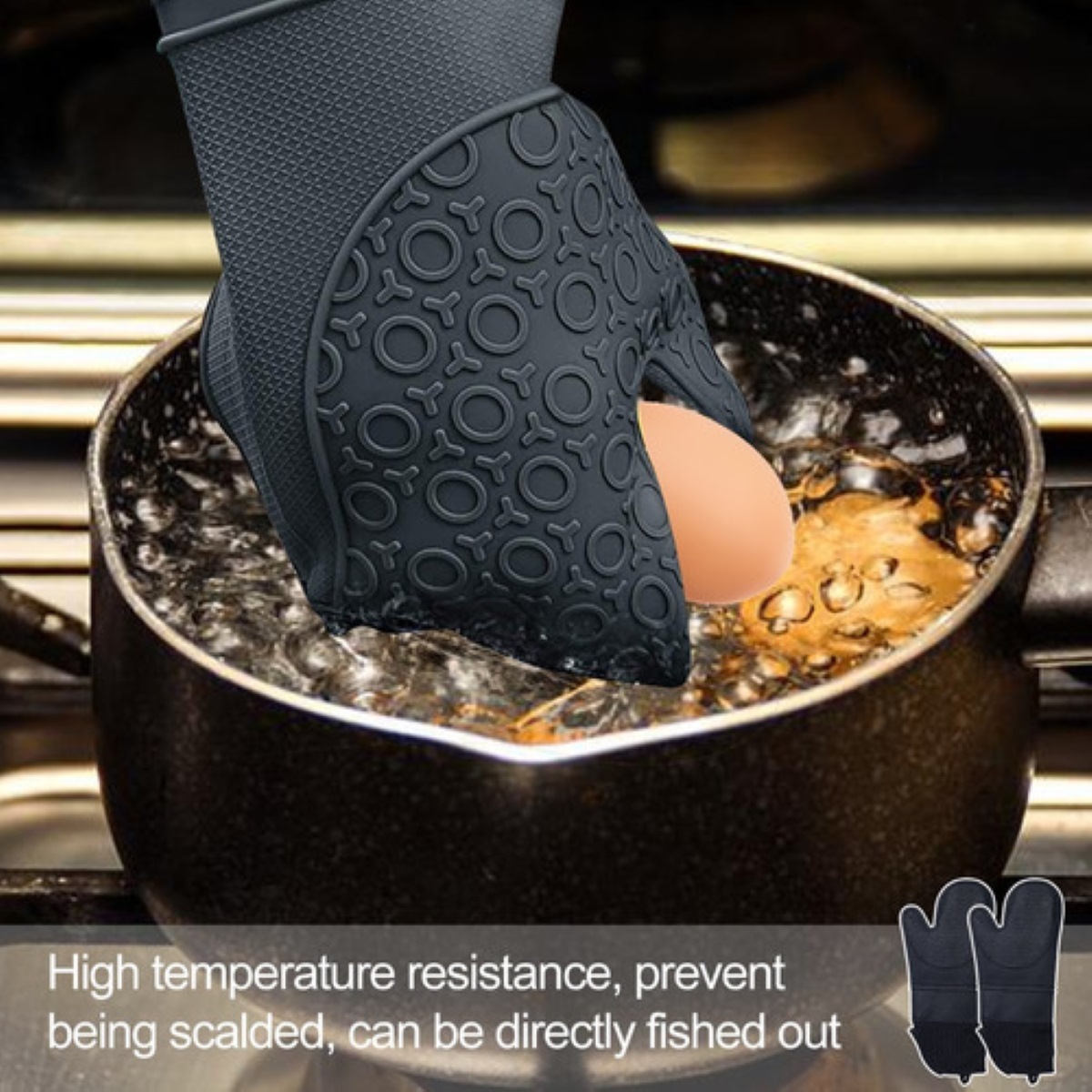 6 Pcs Guantes De Horno Y Agarraderas Para Cocina Negro