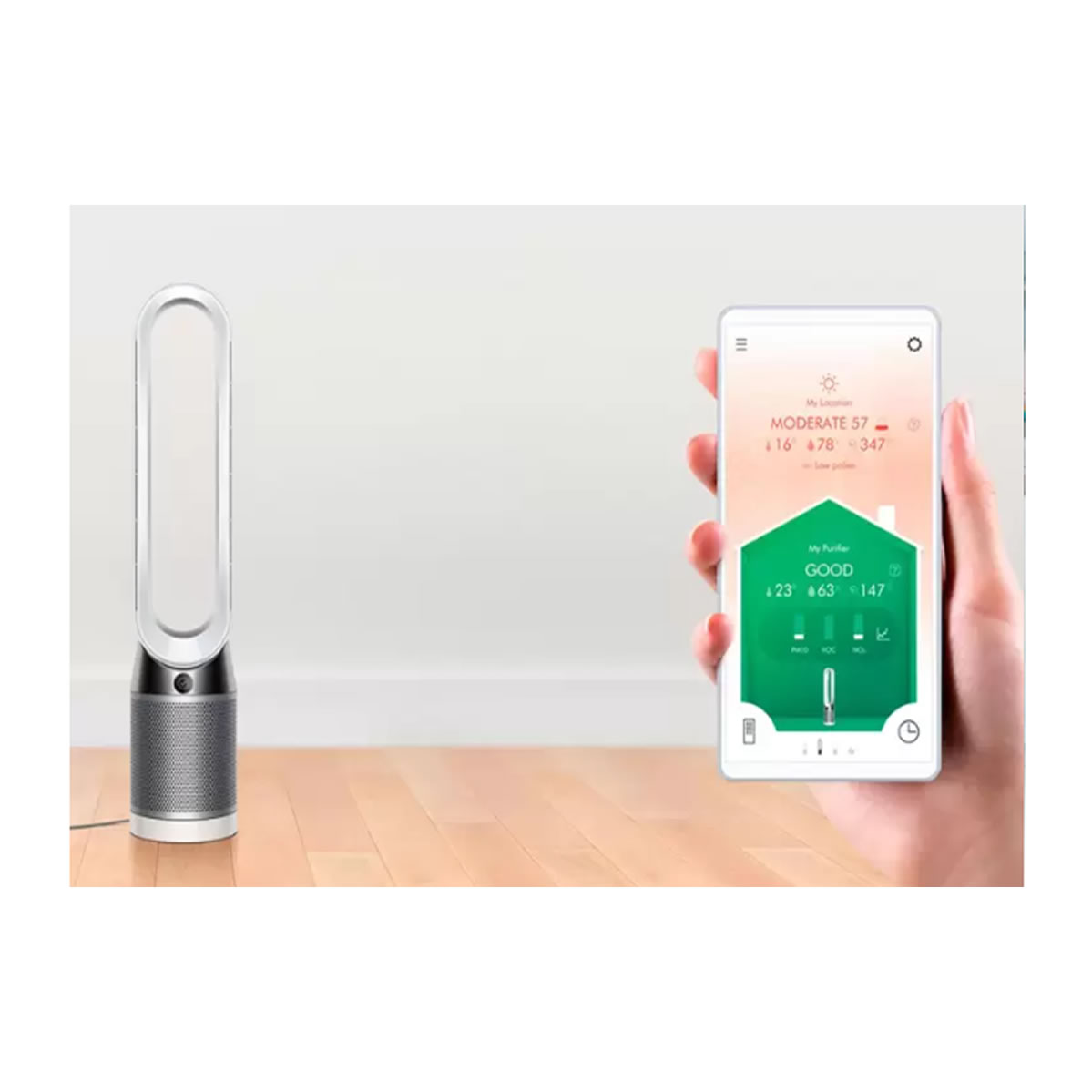 Purificador con Pantalla LCD 2 en 1 Purifica y Ventila Dyson