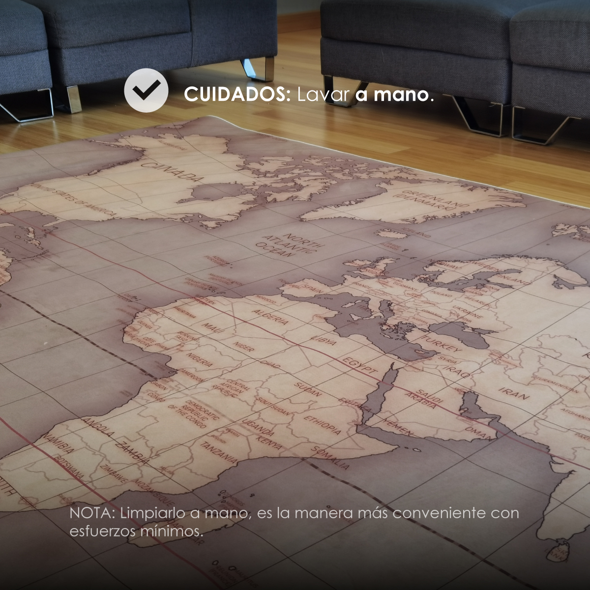 Tapete Sala Estilo Nórdico 200x160 Cm Suavidad Elegancia Mapa