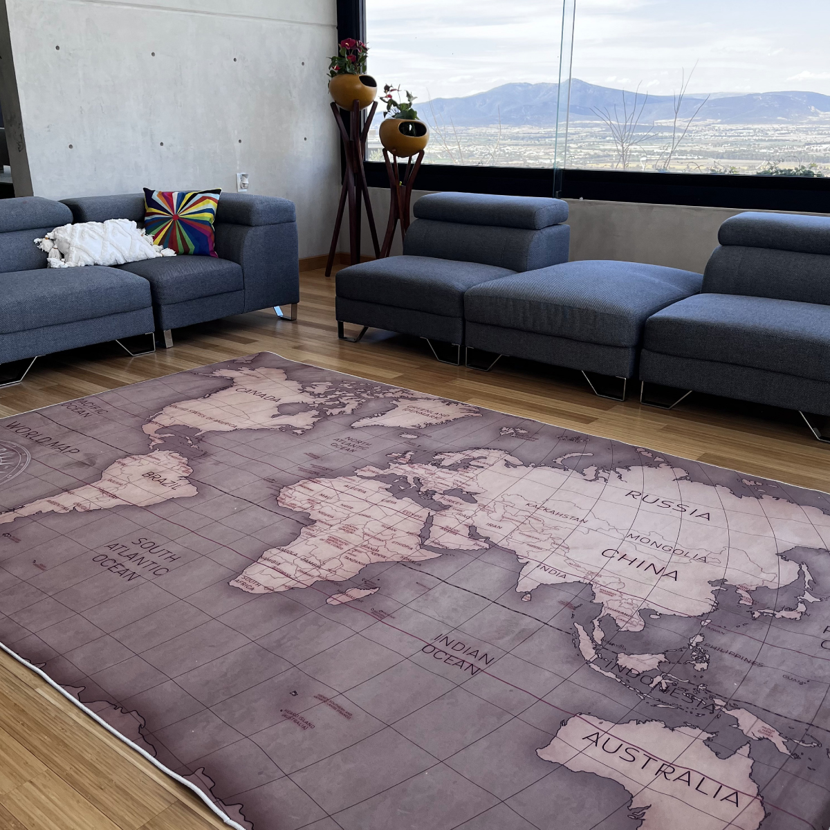 Tapete Sala Estilo Nórdico 200x160 Cm Suavidad Elegancia Mapa