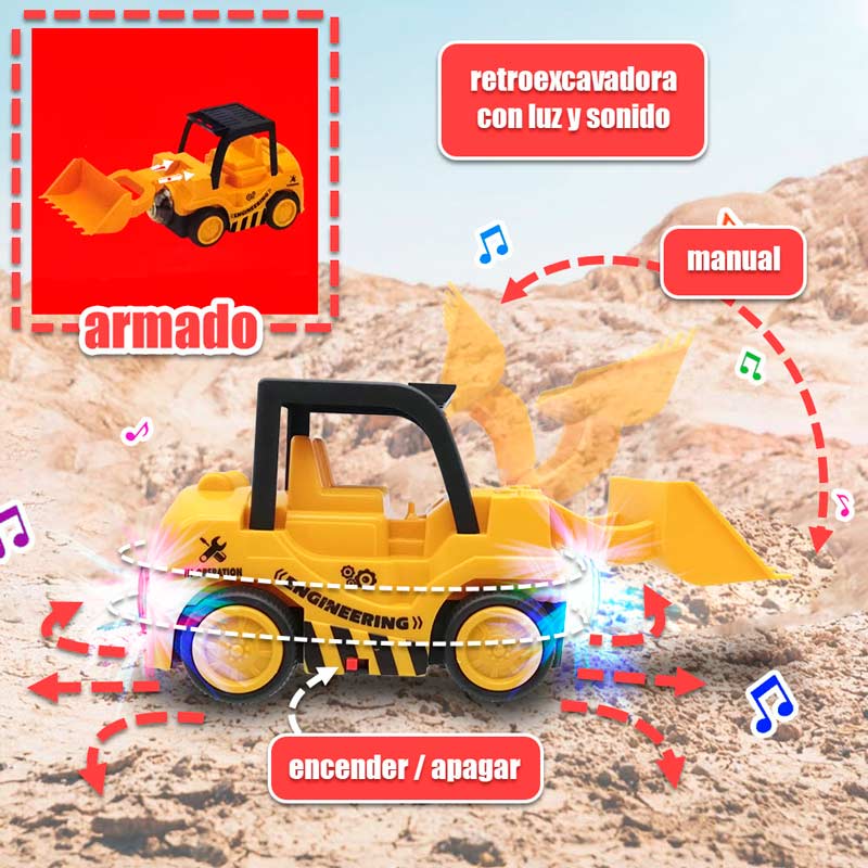Excavadora de simulación para niños, juguete con música y luz, regalo de cumpleaños