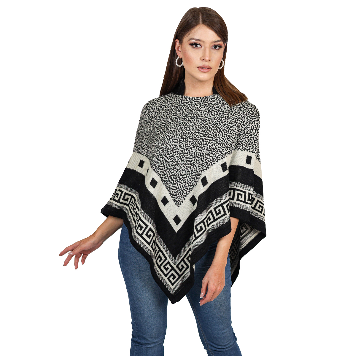 Poncho Cuello Mao De Acrílico Para Mujer 801 - Negro