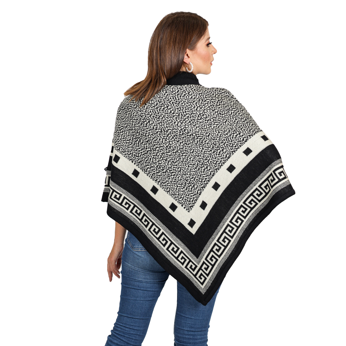 Poncho Cuello Mao De Acrílico Para Mujer 801 - Negro