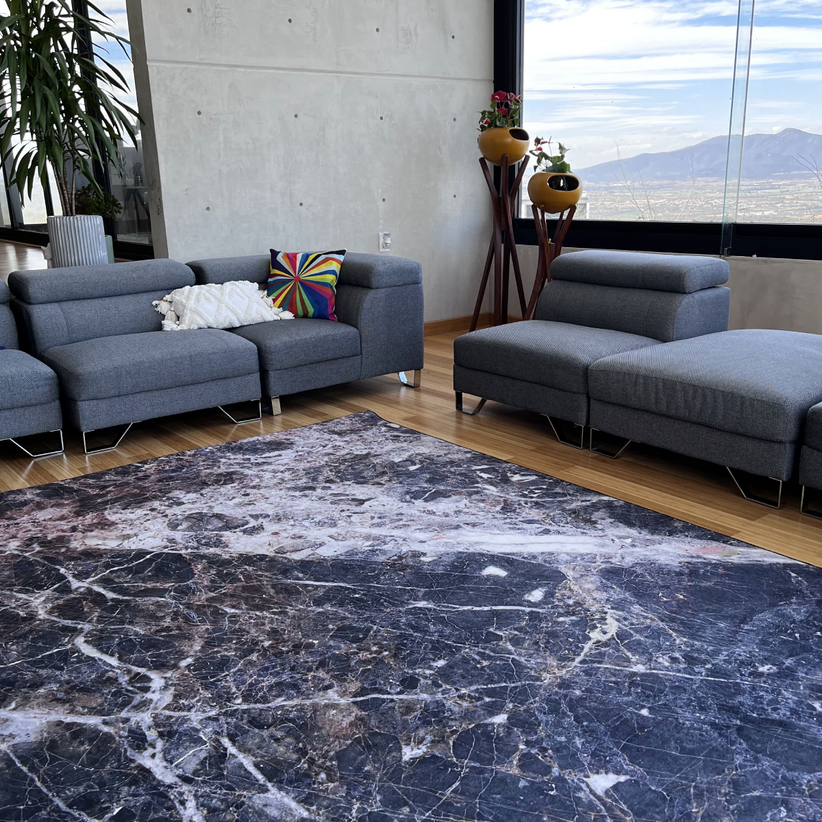 Tapete Sala Estilo Nórdico 200x160 Cm Suavidad Elegancia Marmol