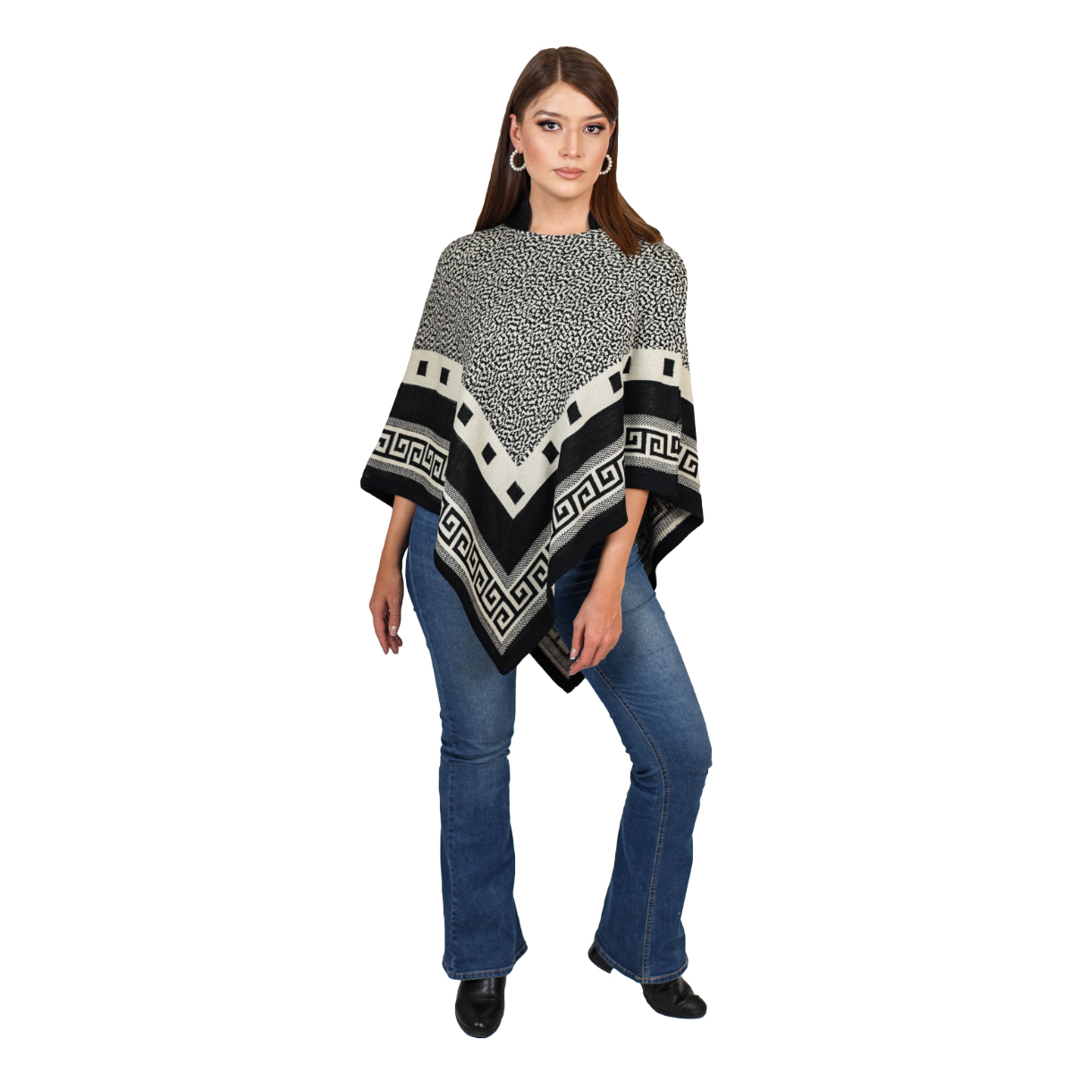 Poncho Cuello Mao De Acrílico Para Mujer 801 - Negro