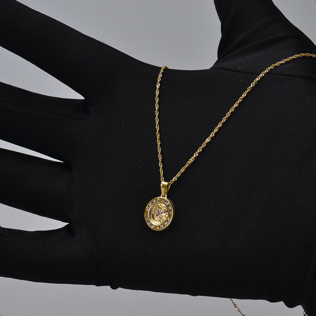 Medalla Bautizo Espíritu Santo Oval Dije Con Cadena 40cm Oro 10k