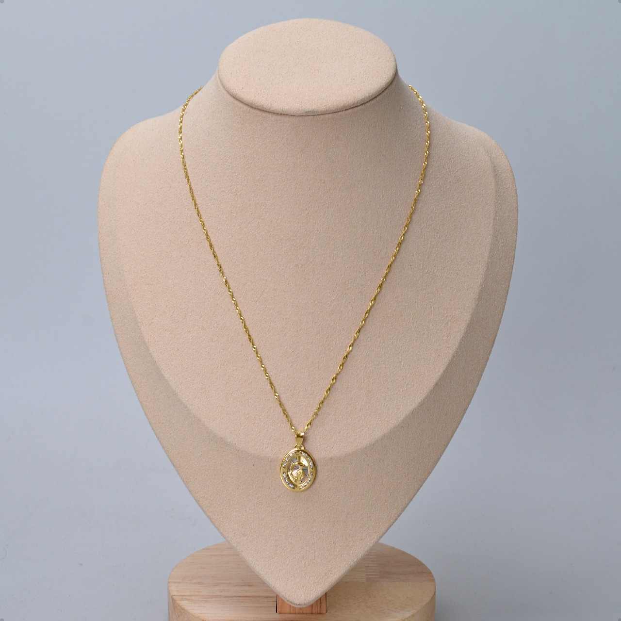 Medalla Bautizo Espíritu Santo Oval Dije Con Cadena 40cm Oro 10k