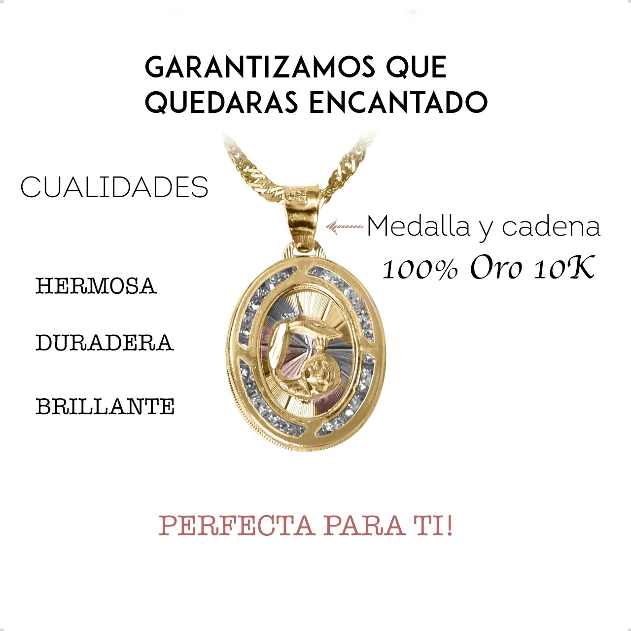 Medalla Bautizo Espíritu Santo Oval Dije Con Cadena 40cm Oro 10k