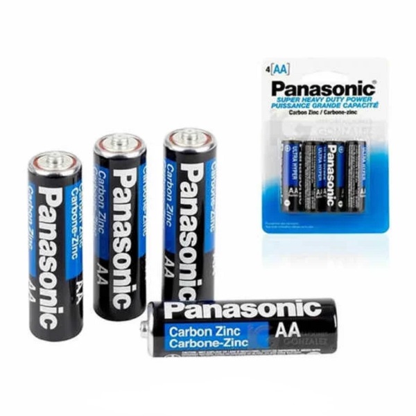 Baterías AA Panasonic Pilas Paquete 4 Piezas Original Carbón Zinc