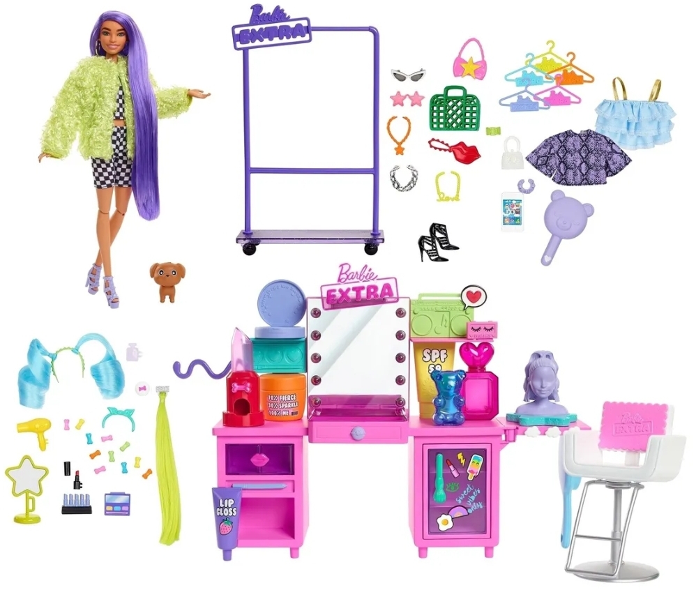 Set De Juego Barbie Extra Tocador Fashion Con Muñeca 