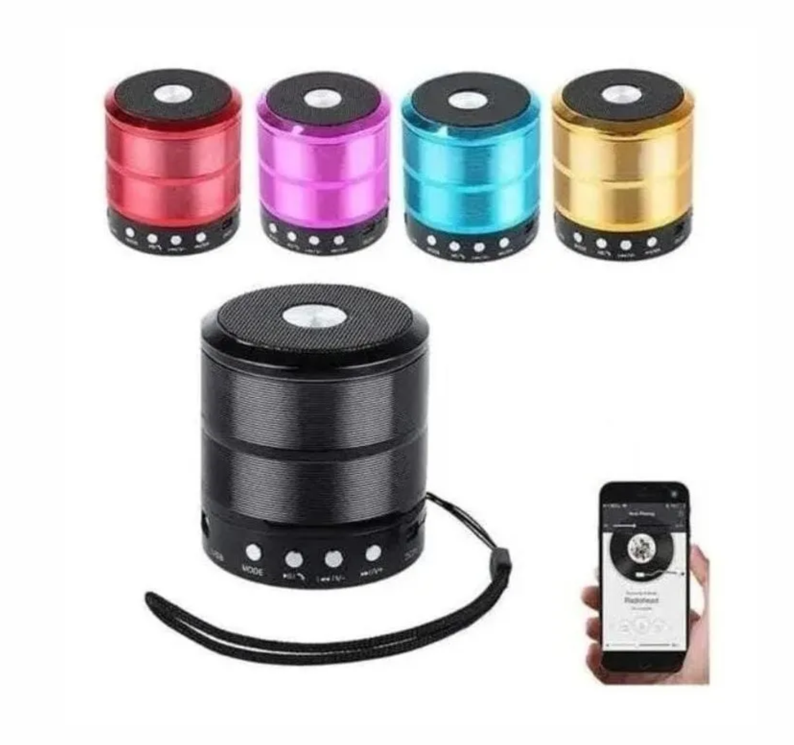 Mini bocina bluetooth portatil Luz Led Radio FM USB SD Aux 3.5 mm bateria recargable 018