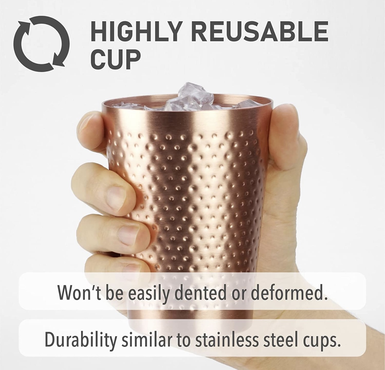 Juego De Vasos De Metal Anodizado De Cobre Martillado