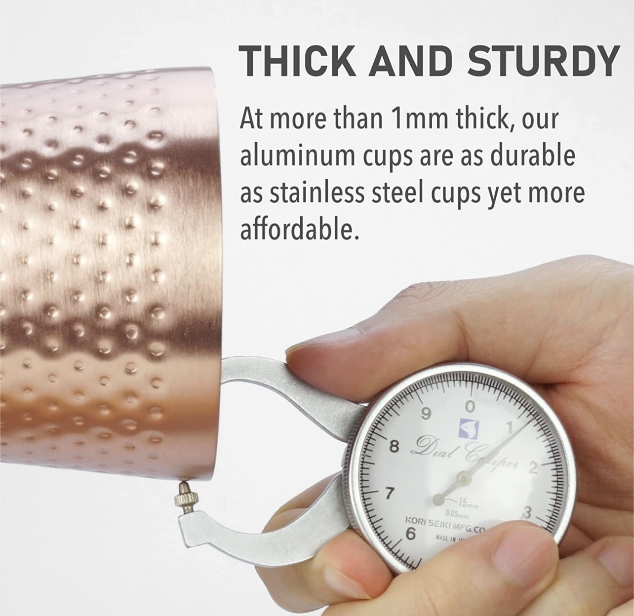 Juego De Vasos De Metal Anodizado De Cobre Martillado