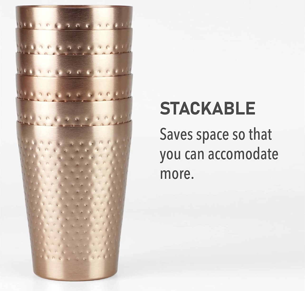 Juego De Vasos De Metal Anodizado De Cobre Martillado