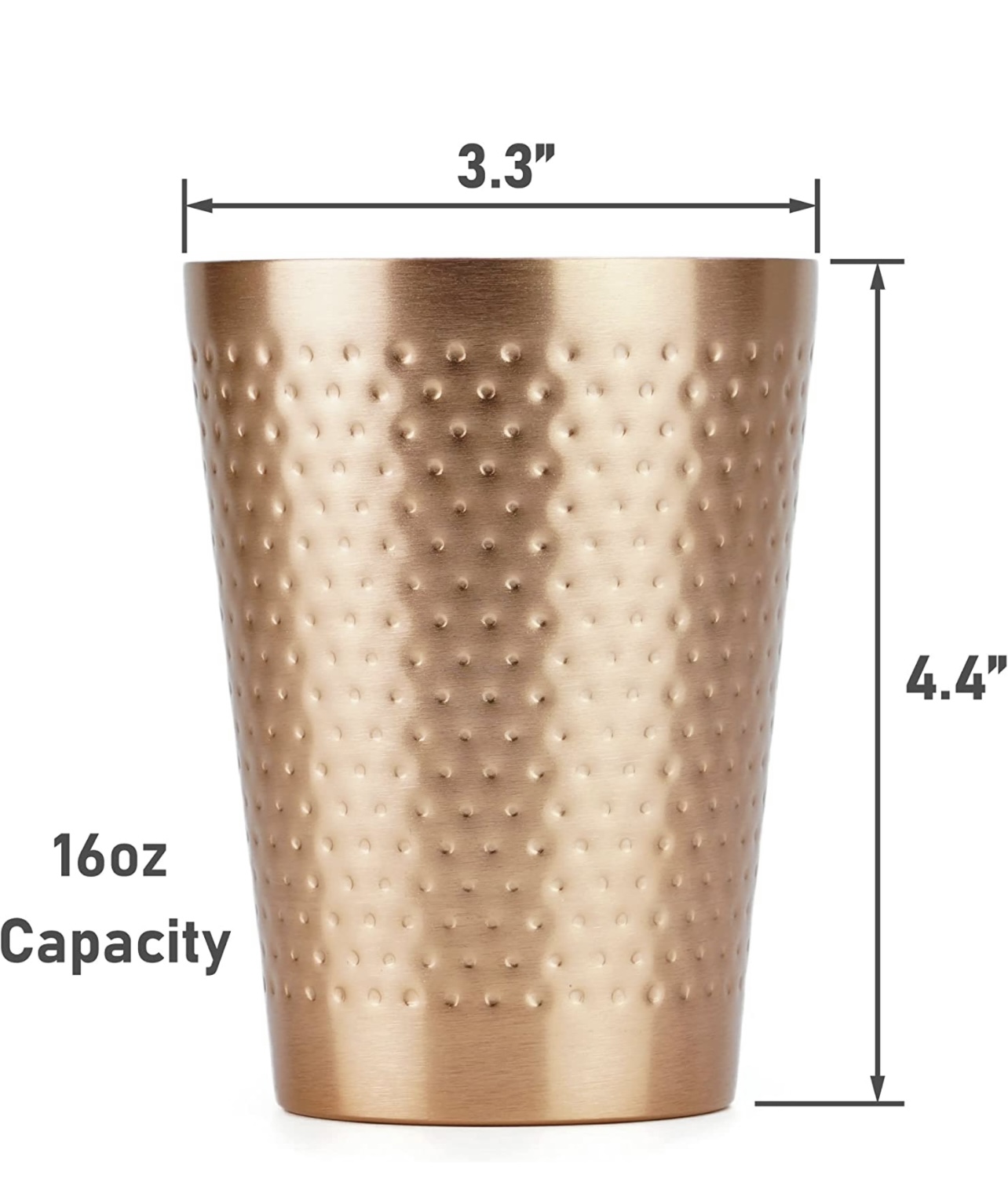 Juego De Vasos De Metal Anodizado De Cobre Martillado