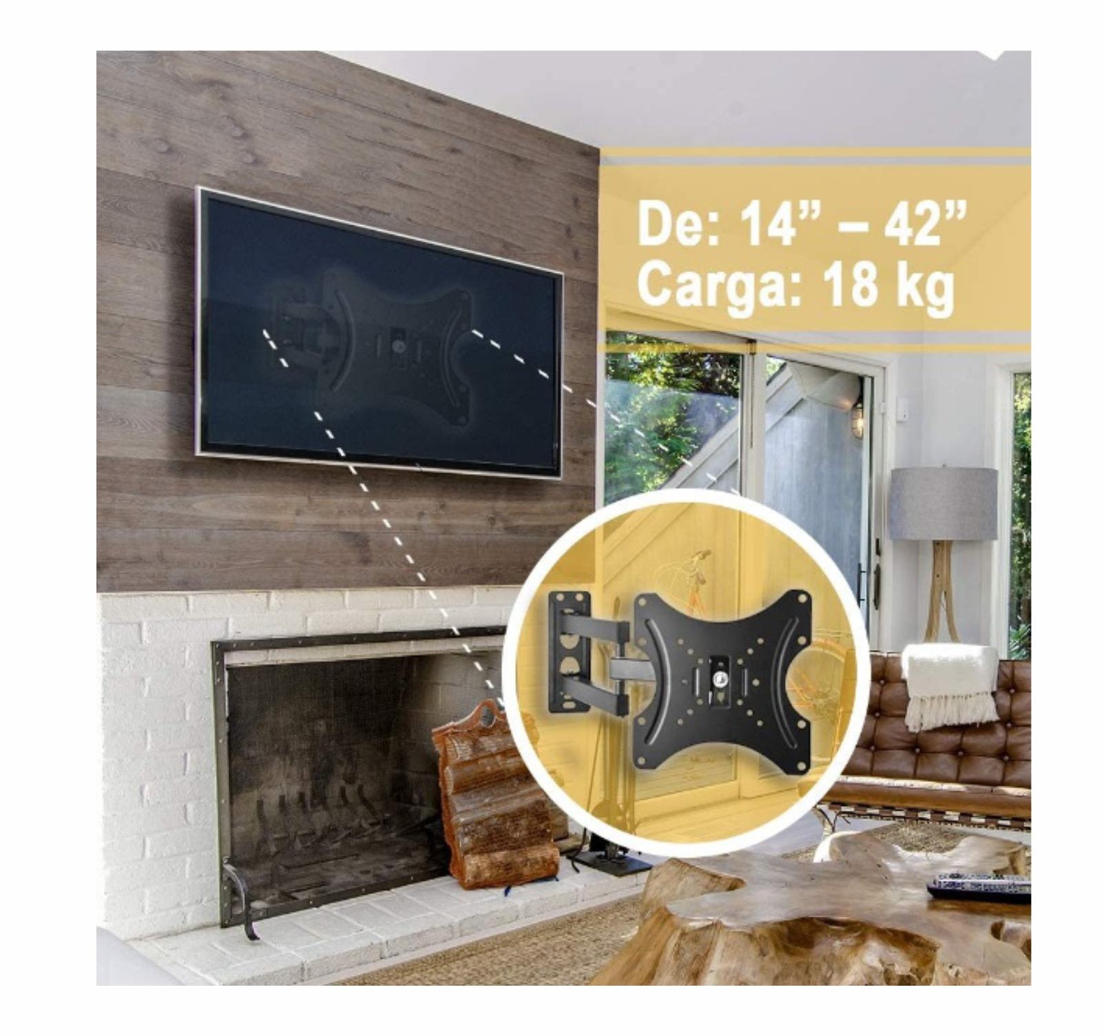 Soporte de TV con Brazo para Pantallas de 17 a 42 Pulgadas soporta hasta 18 KG de Carga, Materiales Reforzado