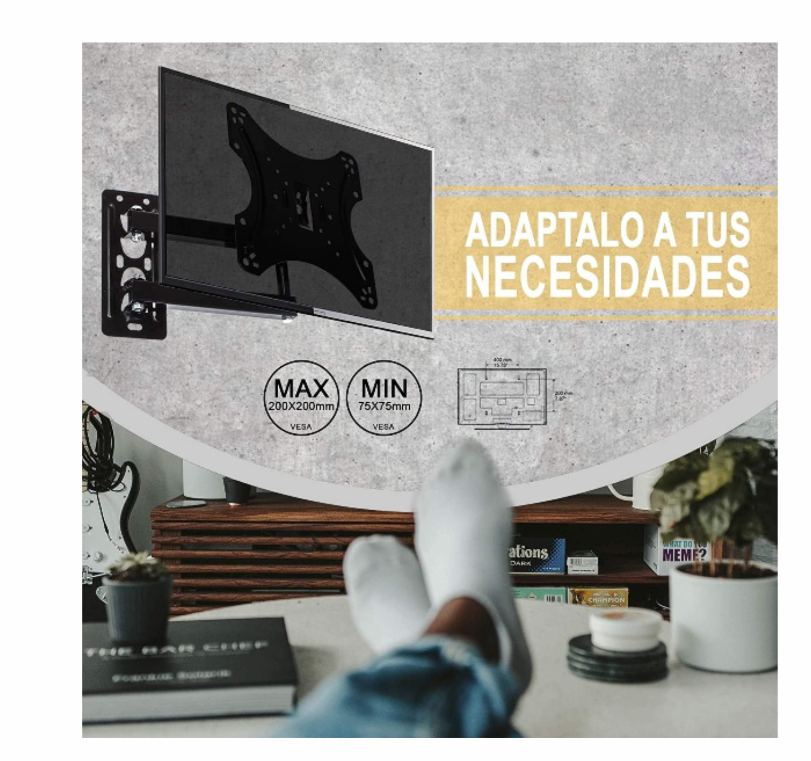 Soporte de TV con Brazo para Pantallas de 17 a 42 Pulgadas soporta hasta 18 KG de Carga, Materiales Reforzado