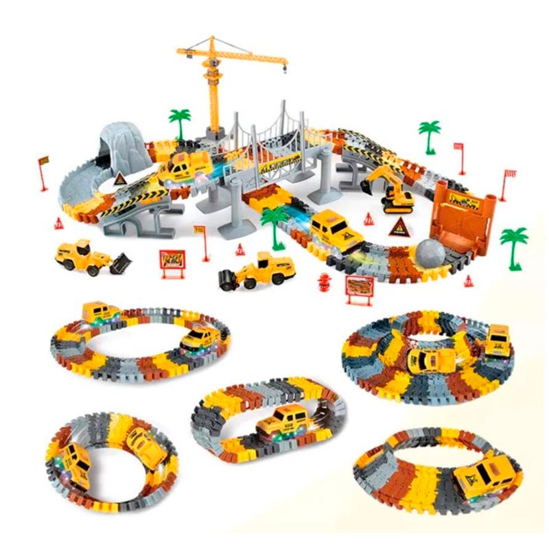 Juguete pista de carrera autos de construccion infantil