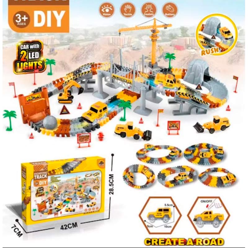 Juguete pista de carrera autos de construccion infantil