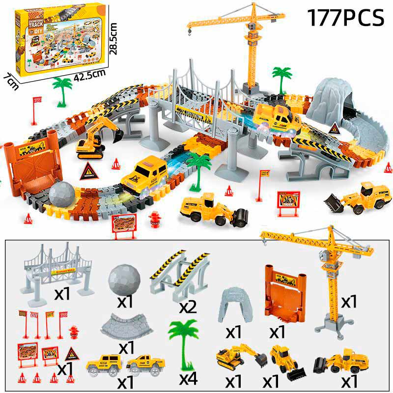 Juguete pista de carrera autos de construccion infantil