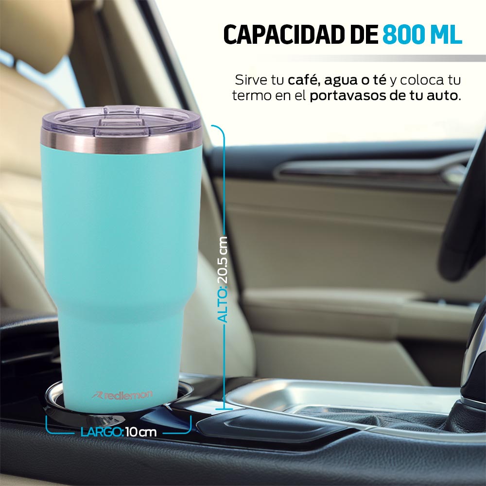 Termo y Vaso Térmico Acero Inoxidable 2 Popotes 800 ml