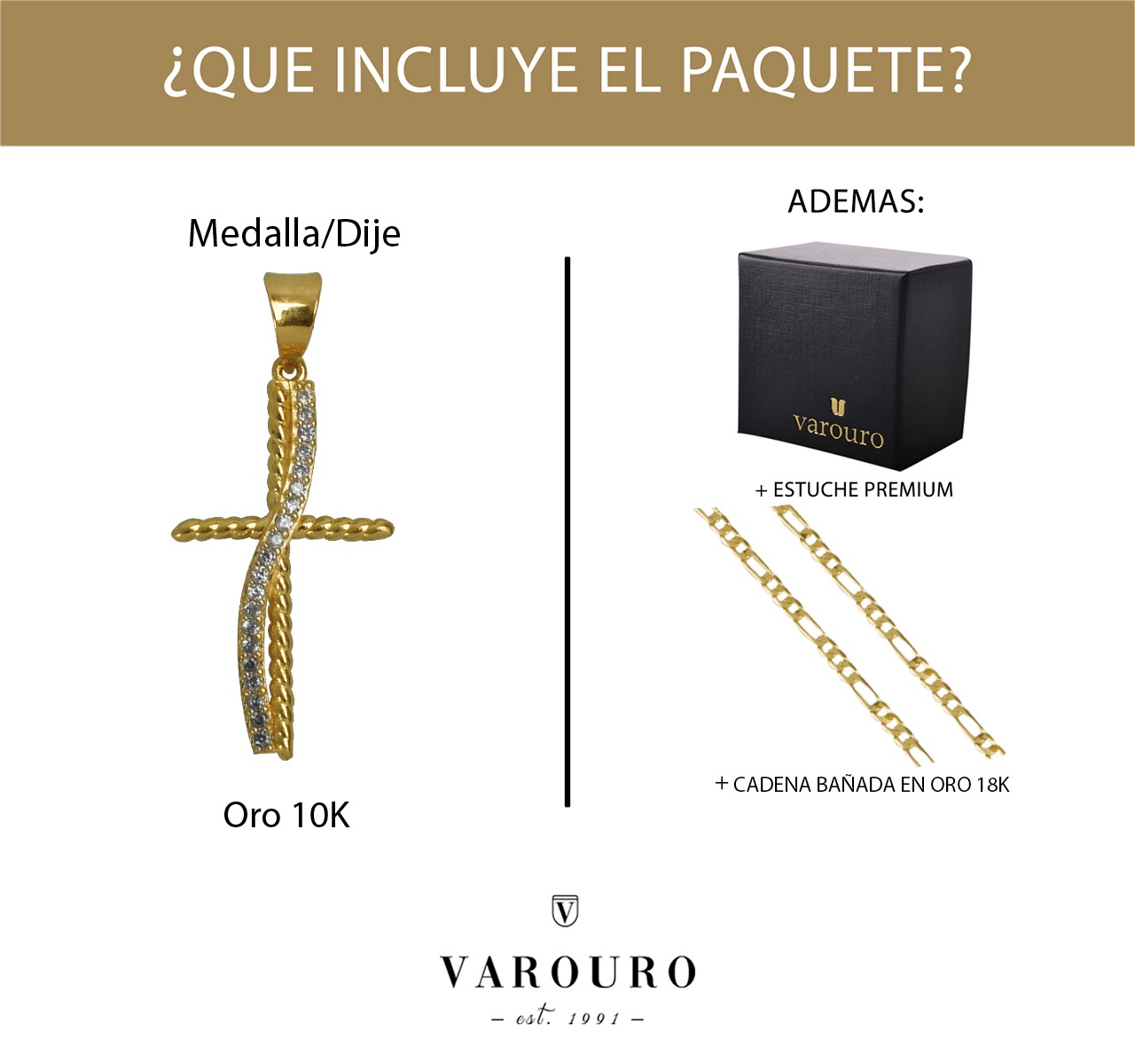 Dije Cruz Brillante Oro 10k Amarillo | Cadena 