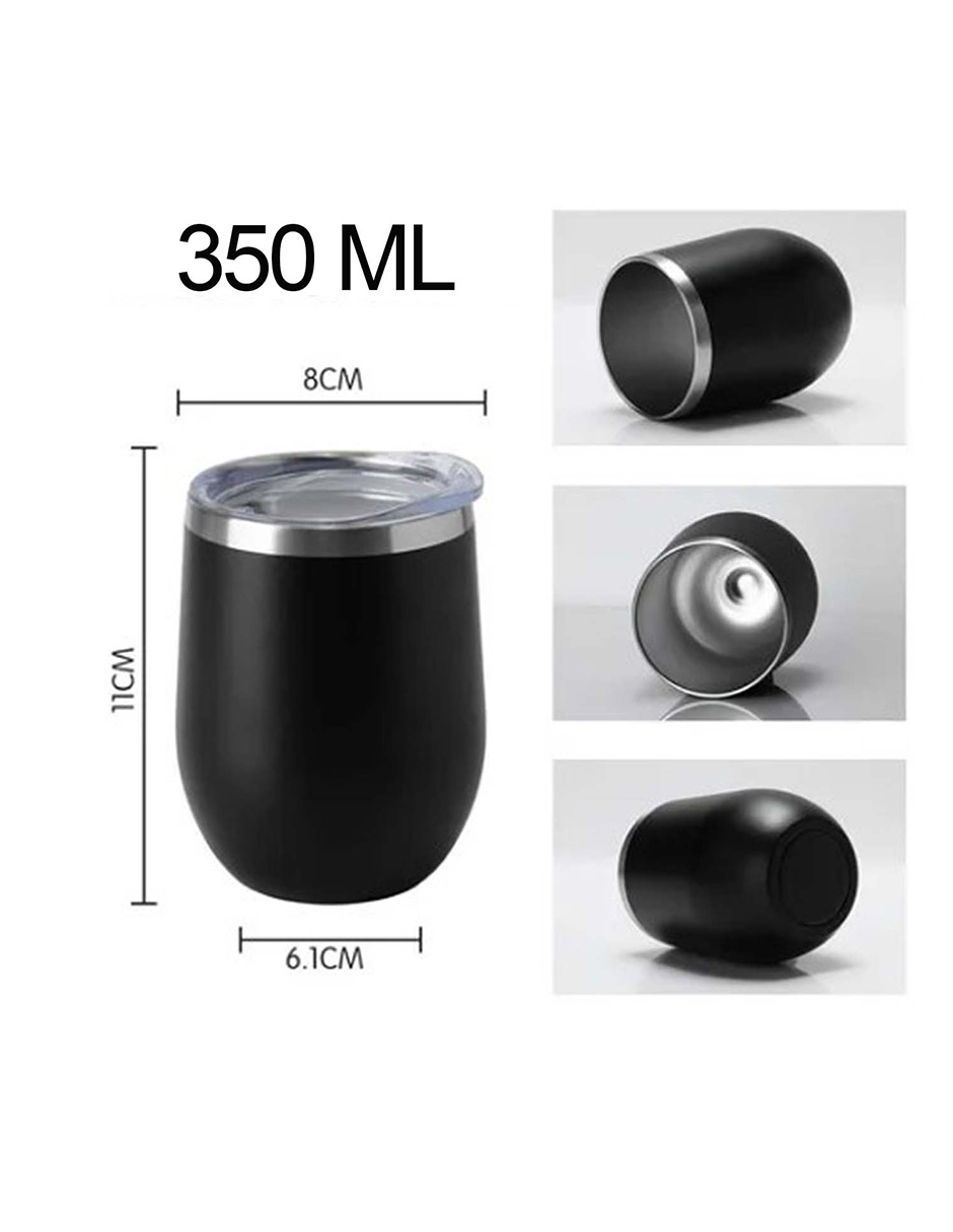 Cartera de cuero uruguayo con termo negro de 350ml con doble pared aislada Dear Boss PT-57