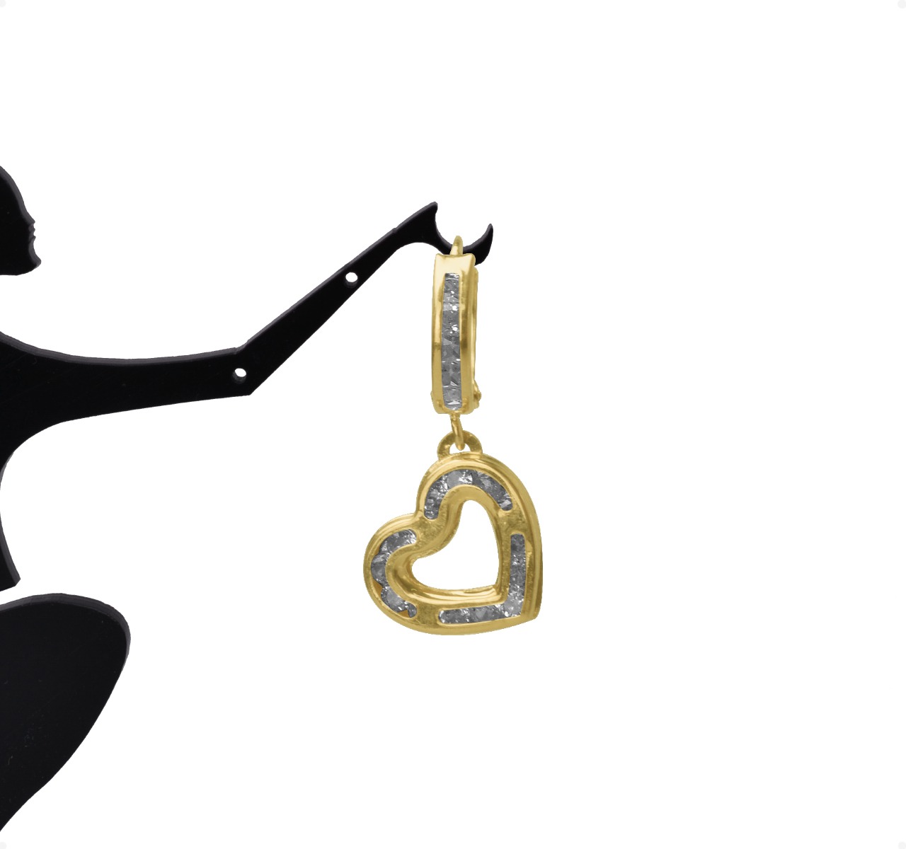 Aretes Arracada Oro 10k Corazón 1.9gr | Amarillo + Estuche 