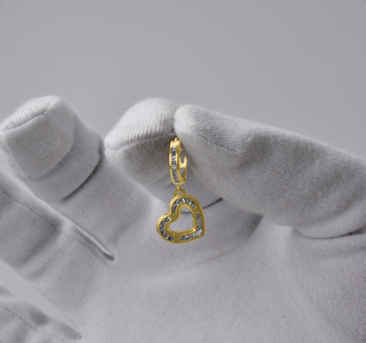 Aretes Arracada Oro 10k Corazón 1.9gr | Amarillo + Estuche 