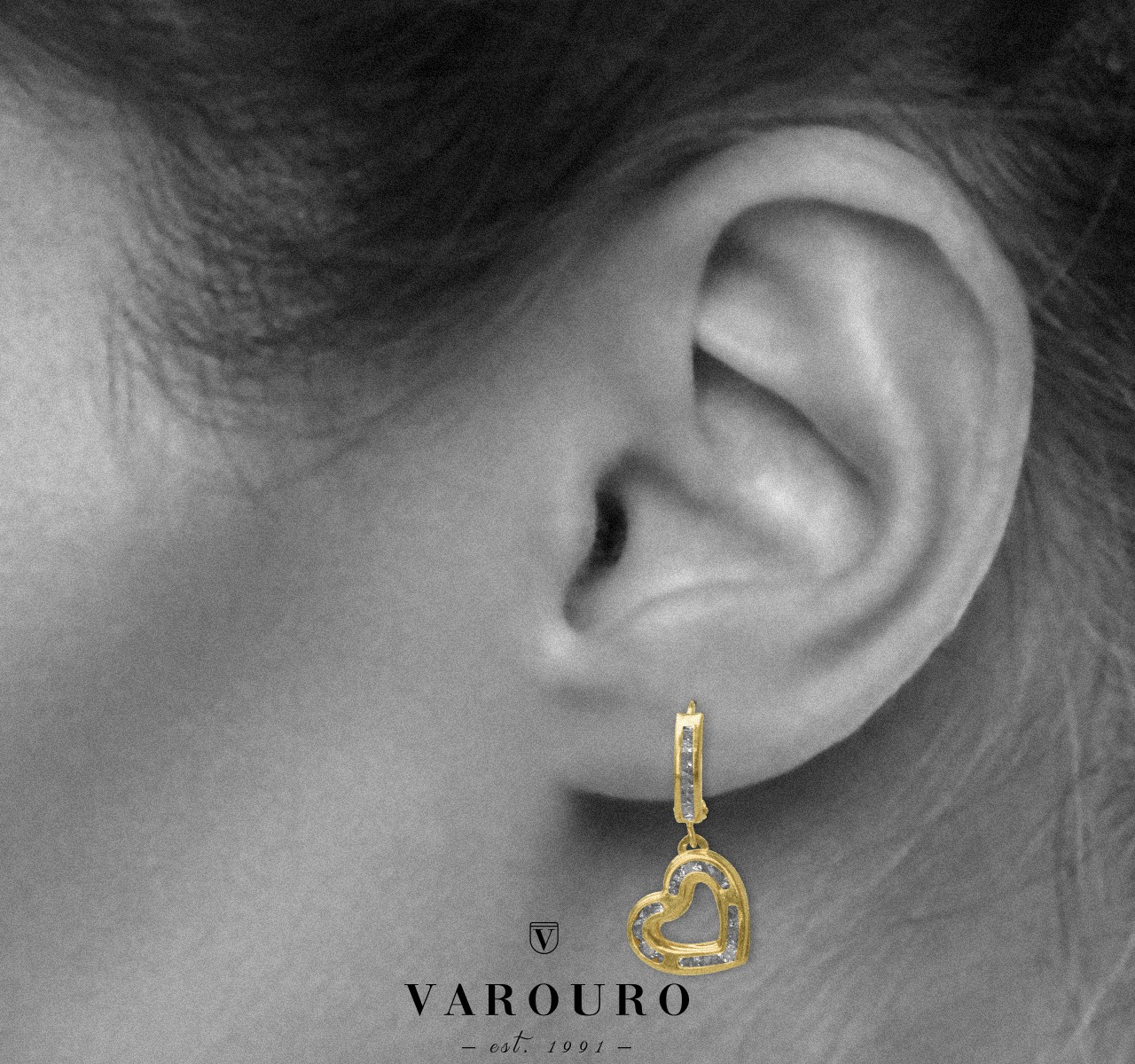 Aretes Arracada Oro 10k Corazón 1.9gr | Amarillo + Estuche 