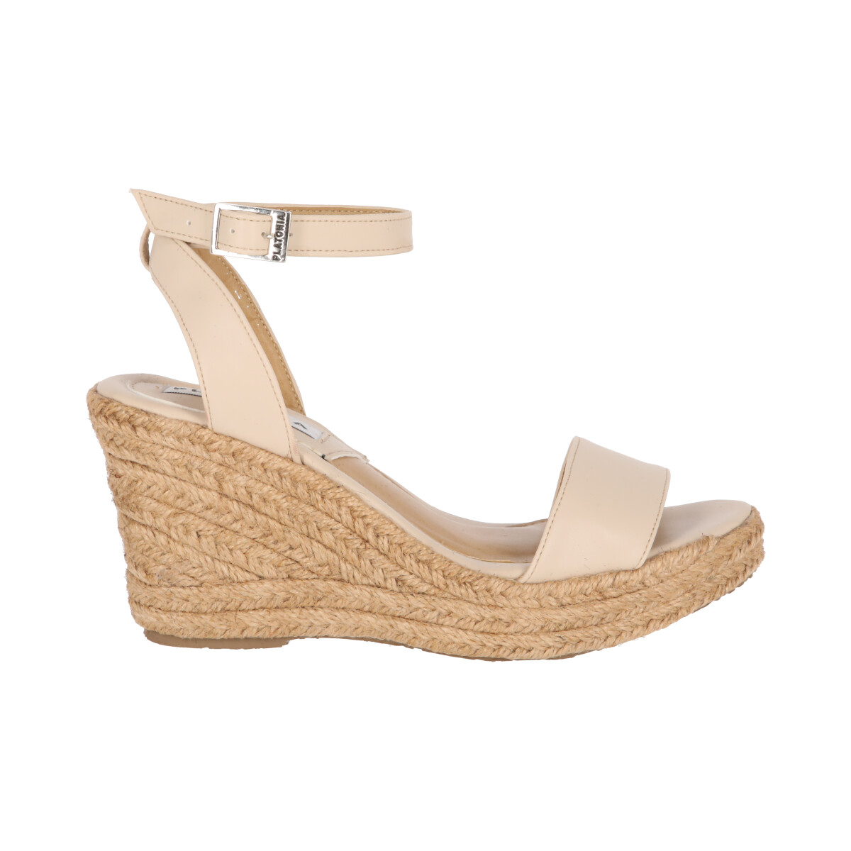 Sandalia de Plataforma Yute Con Látigo Ajustable Para Mujer Color Beige