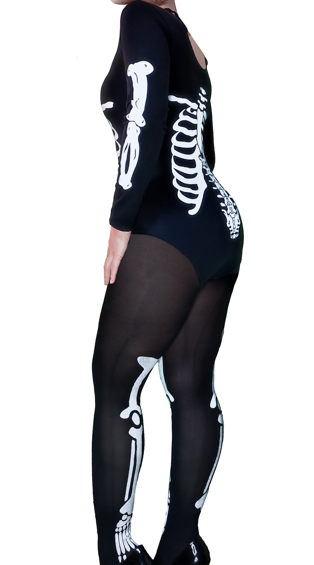 Disfraz de Calavera, Leotardo y Pantimedias de Esqueleto