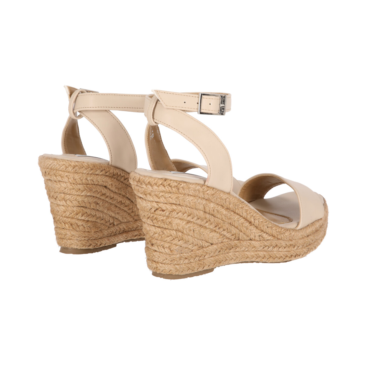 Sandalia de Plataforma Yute Con Látigo Ajustable Para Mujer Color Beige