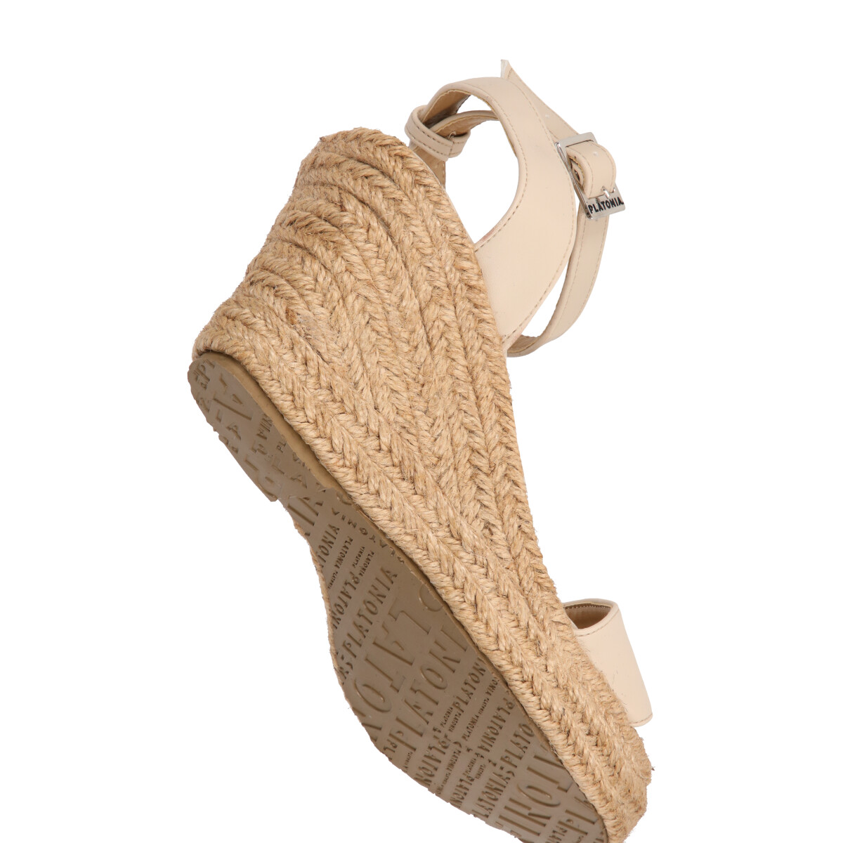 Sandalia de Plataforma Yute Con Látigo Ajustable Para Mujer Color Beige