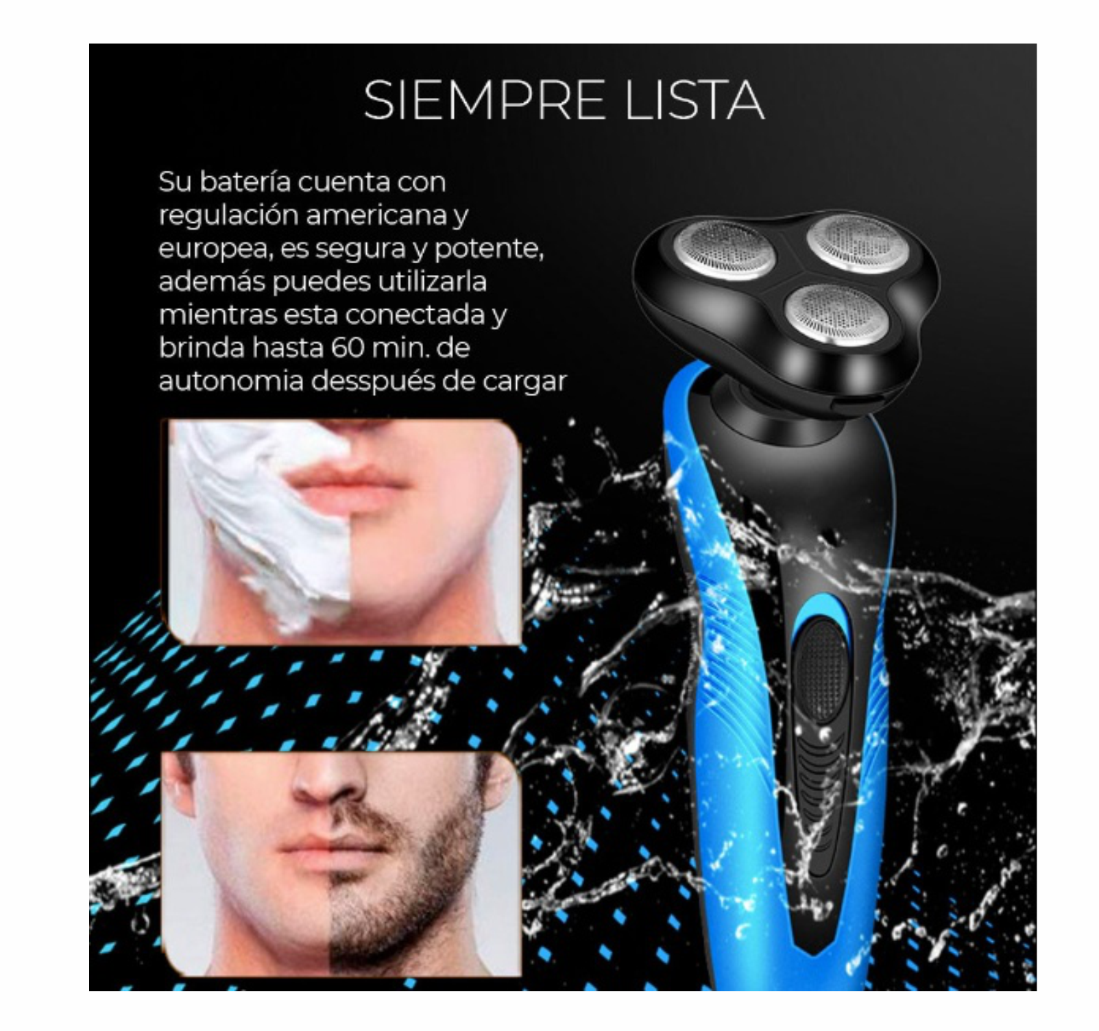 Maquina Afeitar Barba Eléctrica 3 En 1 Recargable Eficaz Calidad cabezas intercambiables