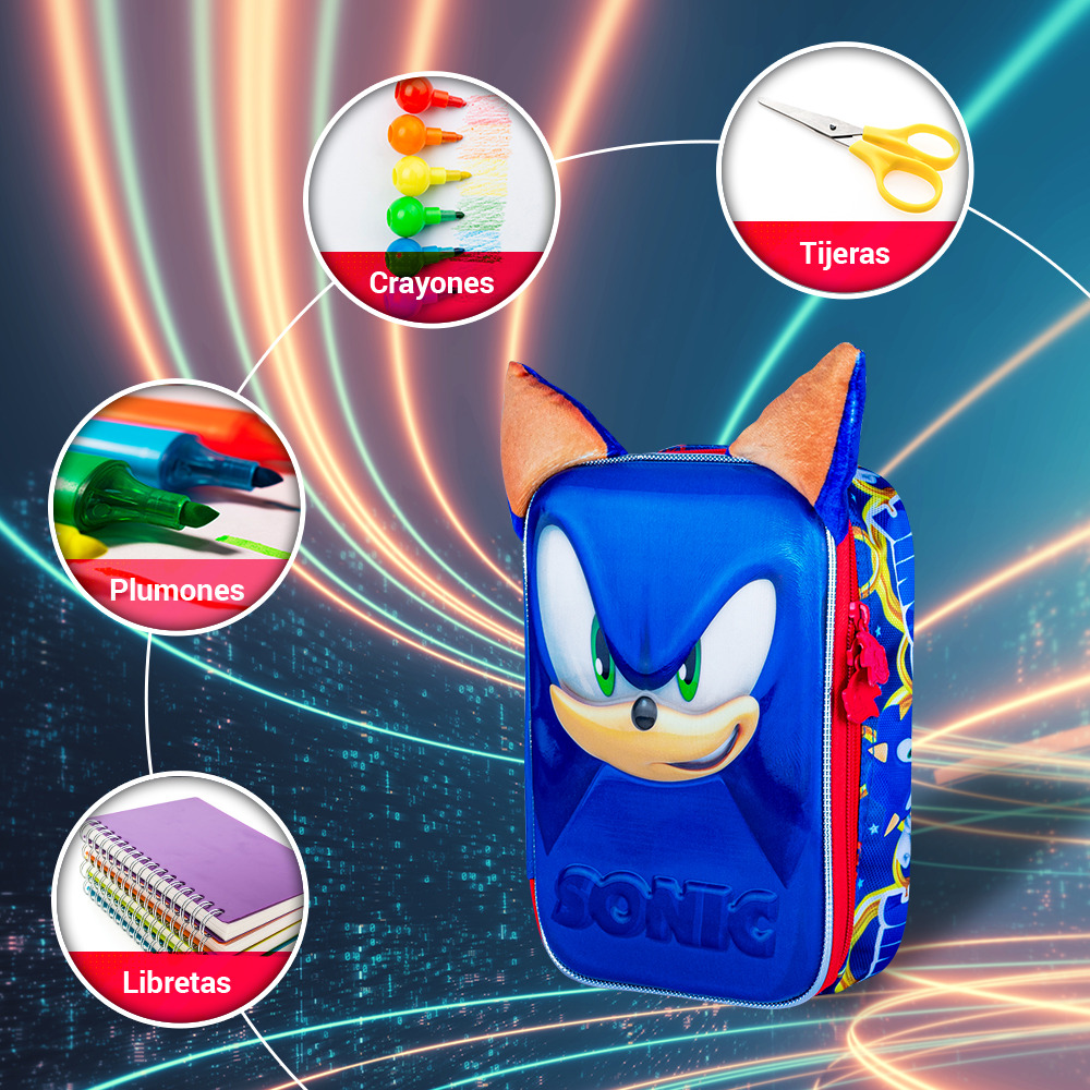 Kit Escolar Sonic 3 En 1 Edición Kinder Colección Speed Hero