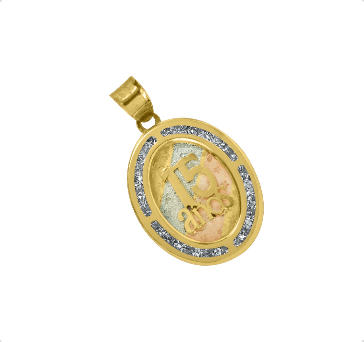 Fino Dije 15 Años Flores Oval Oro 10k | Amor + Cadena 