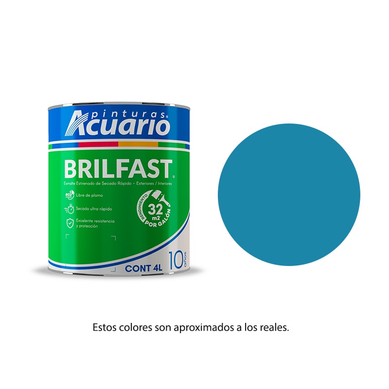 Pintura Esmalte Bril Fast Color Azul Holandes Brillante 4L Acuario EB62840