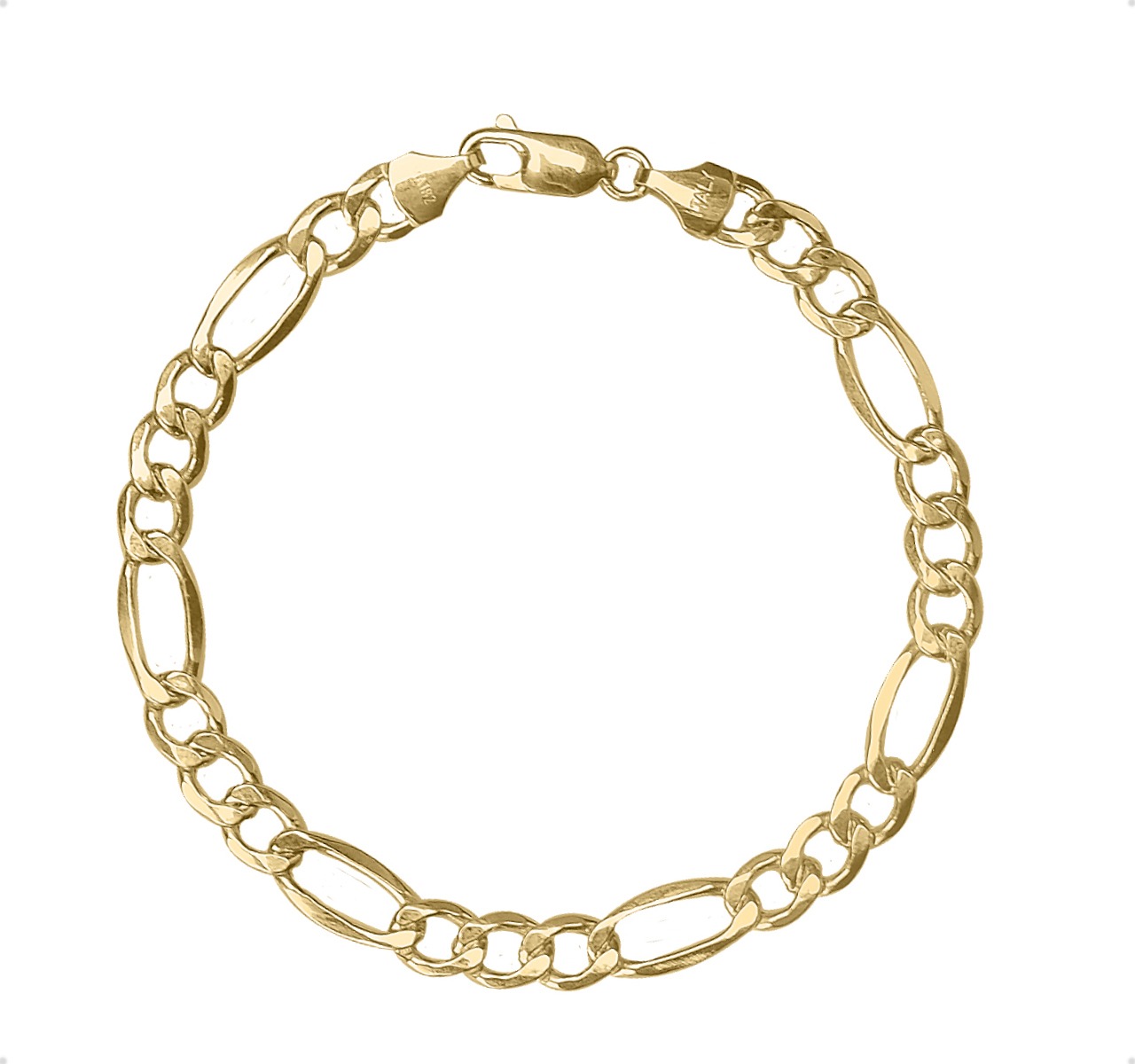 PULSERA FIGARO ESCLAVA ORO 10K ITALIANO 21CM - 7MM + ESTUCHE
