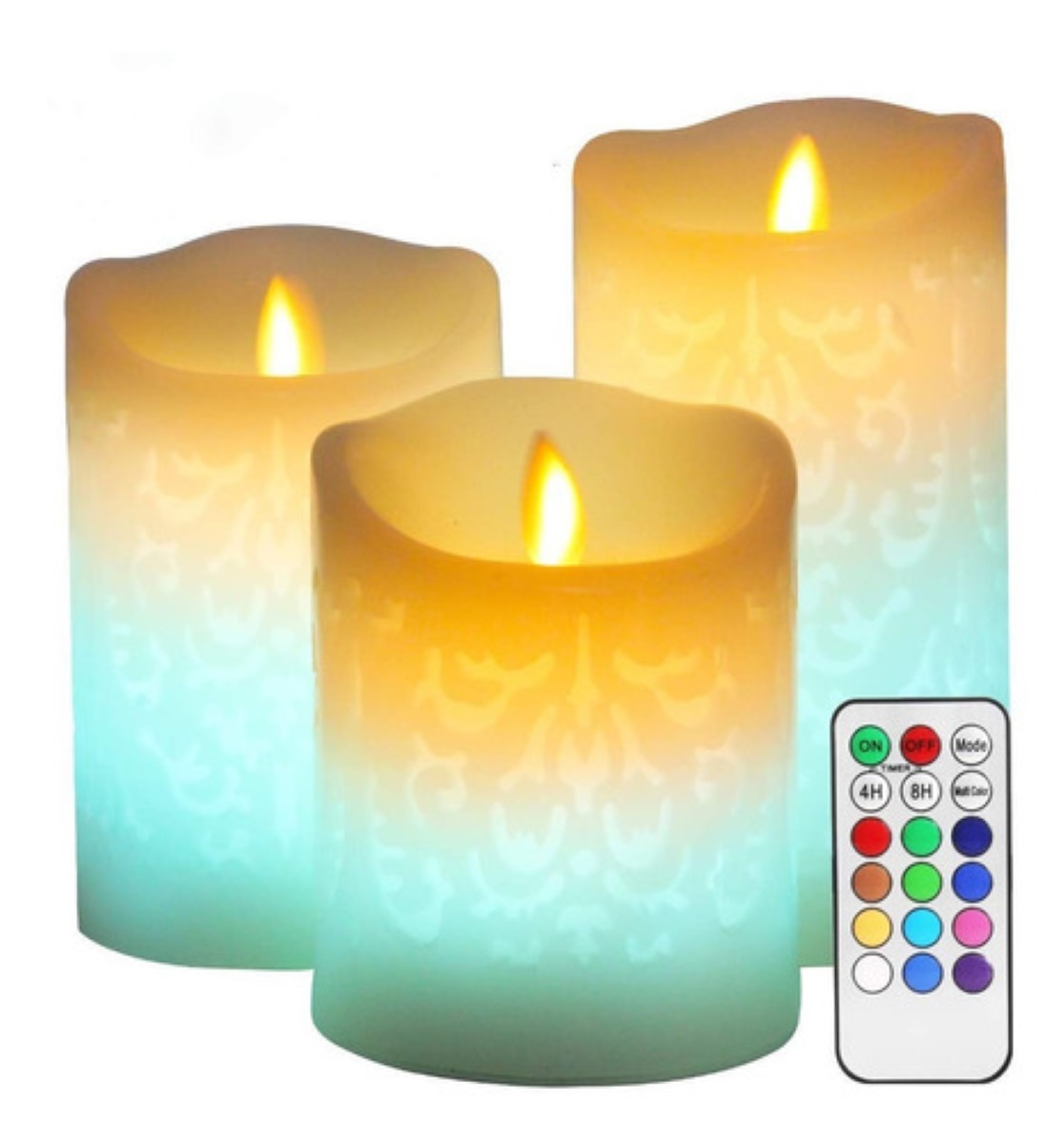 3 Velas Led Grande Flama Realista Con Control