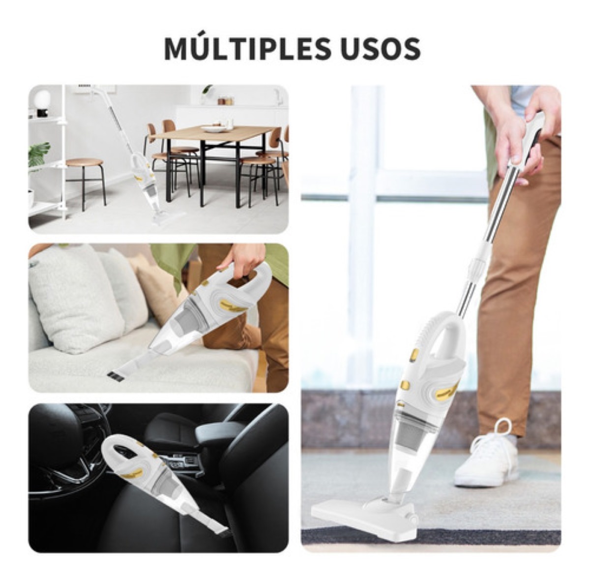 Aspiradora Inalambrica de Mano Portátil Dos En Uno Blanca
