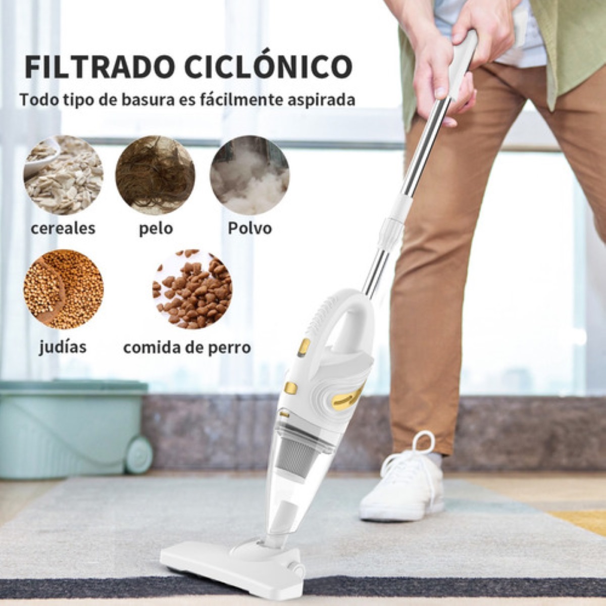 Aspiradora Inalambrica de Mano Portátil Dos En Uno Blanca