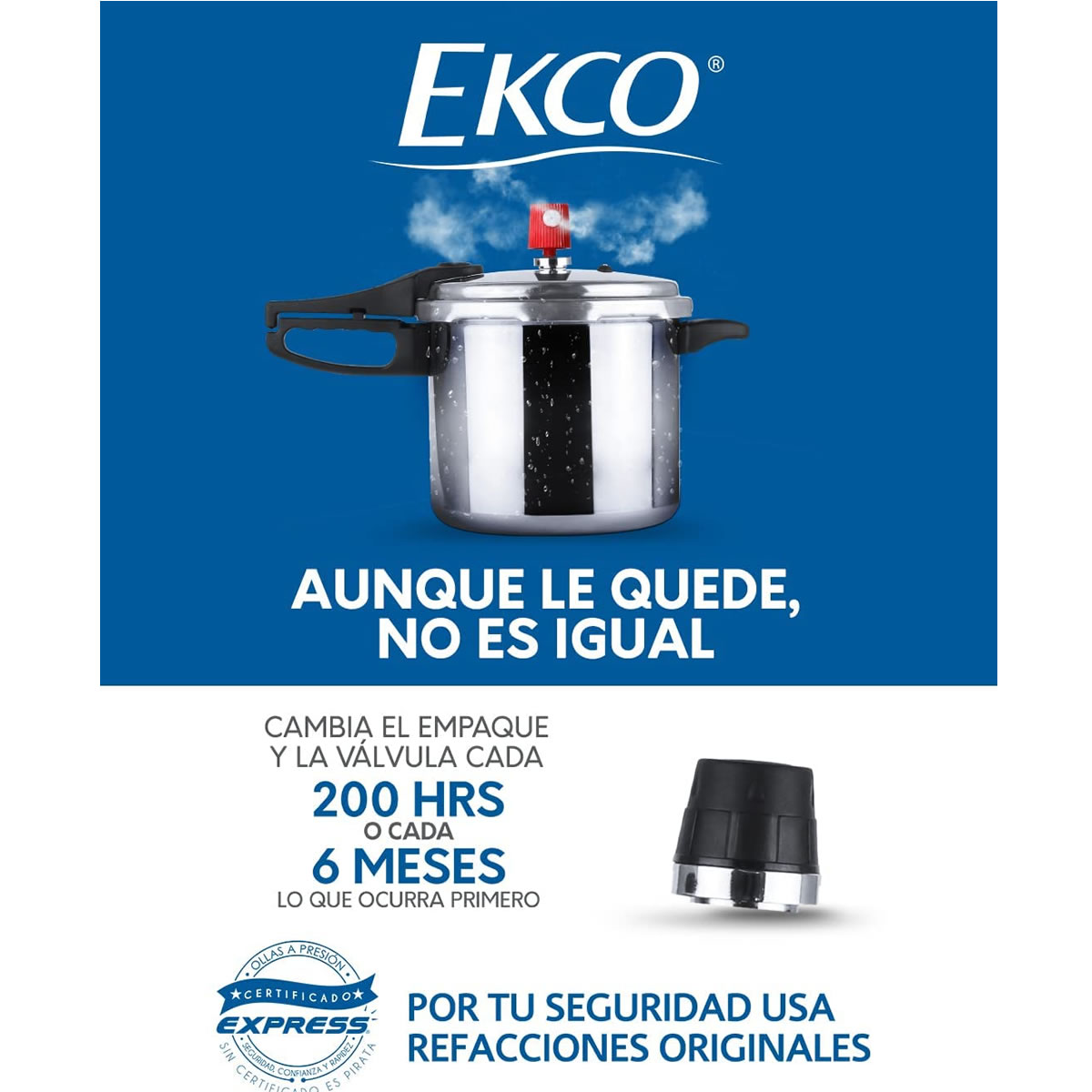 Olla Express Clásica Capacidad de 8 Litros Acero Ekco 66079