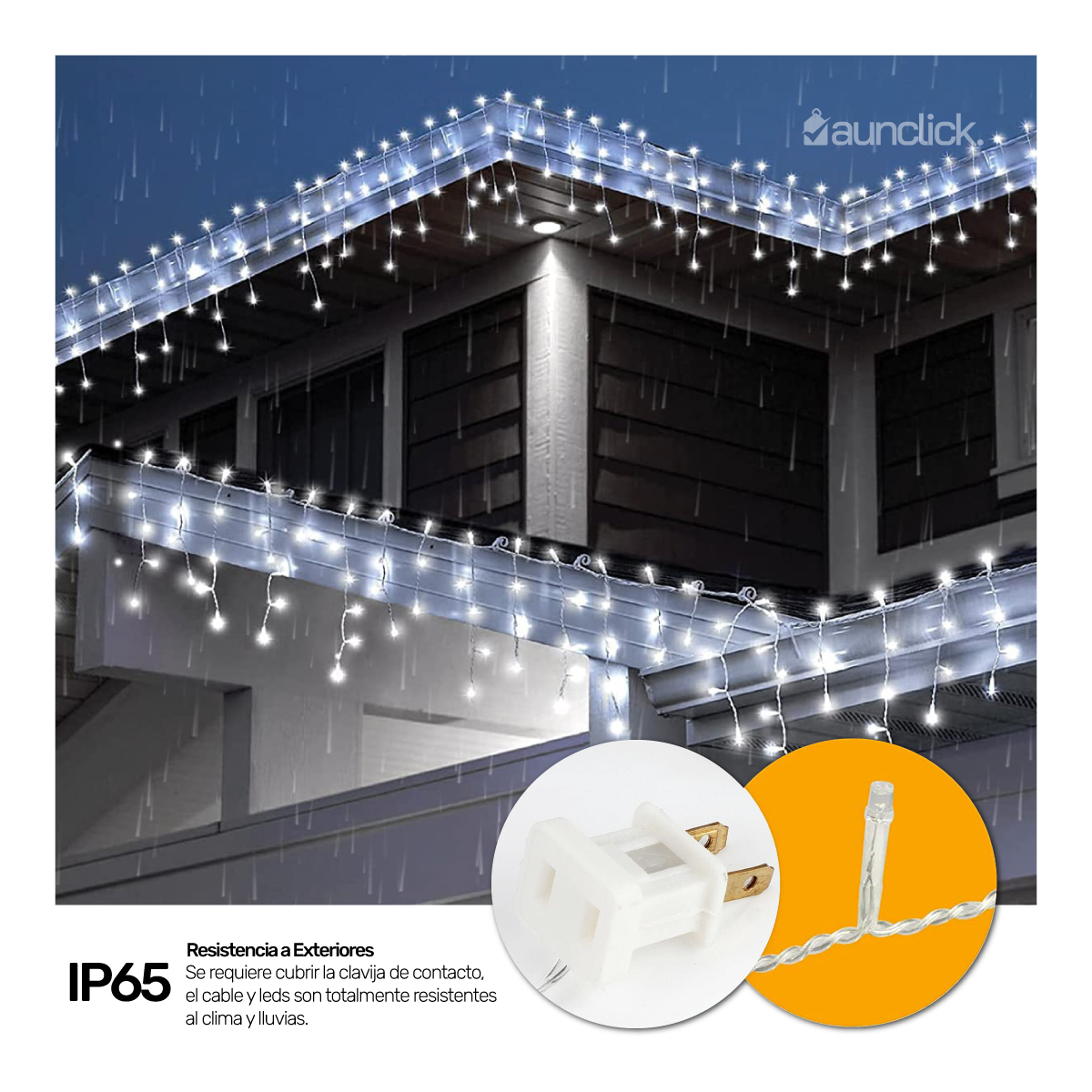 Serie Navideña Cascada Led 15 mts 700 Luces Exterior Navidad - Blanco Frio