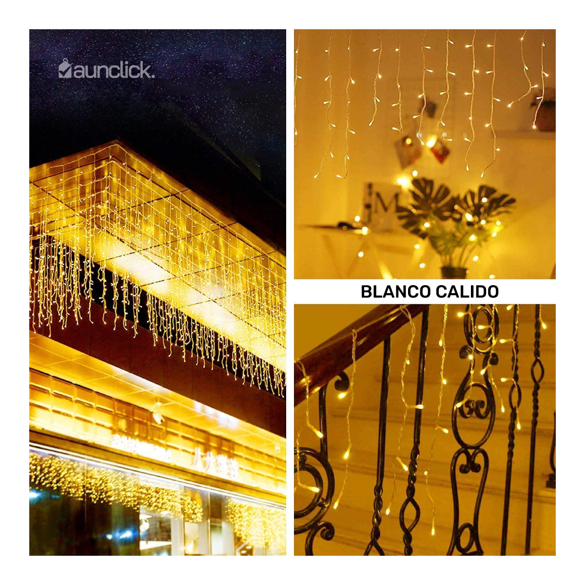 Serie Navideña Cascada Led 20 mts 1000 Luces Exterior Navidad - Blanco Calido