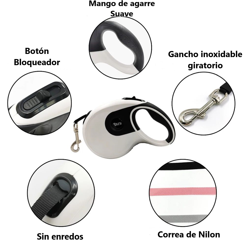 Correa retráctil para perros 5 metros