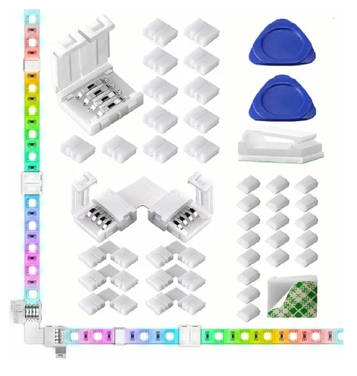 Set Conector L Broche Para Unir Tira Led Rgb 4 Pines 10mm