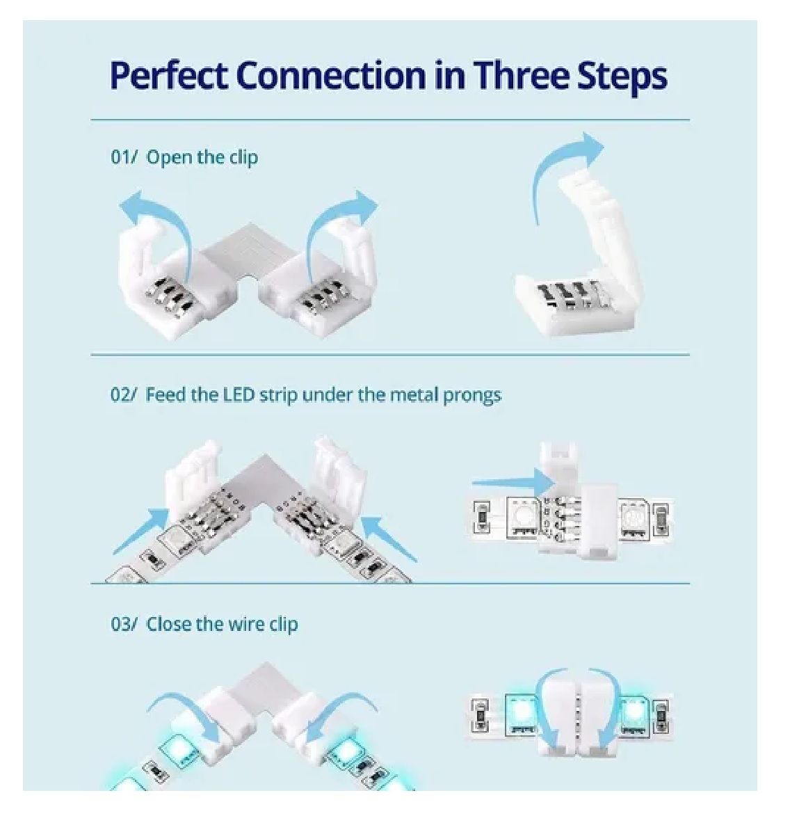 Set Conector L Broche Para Unir Tira Led Rgb 4 Pines 10mm