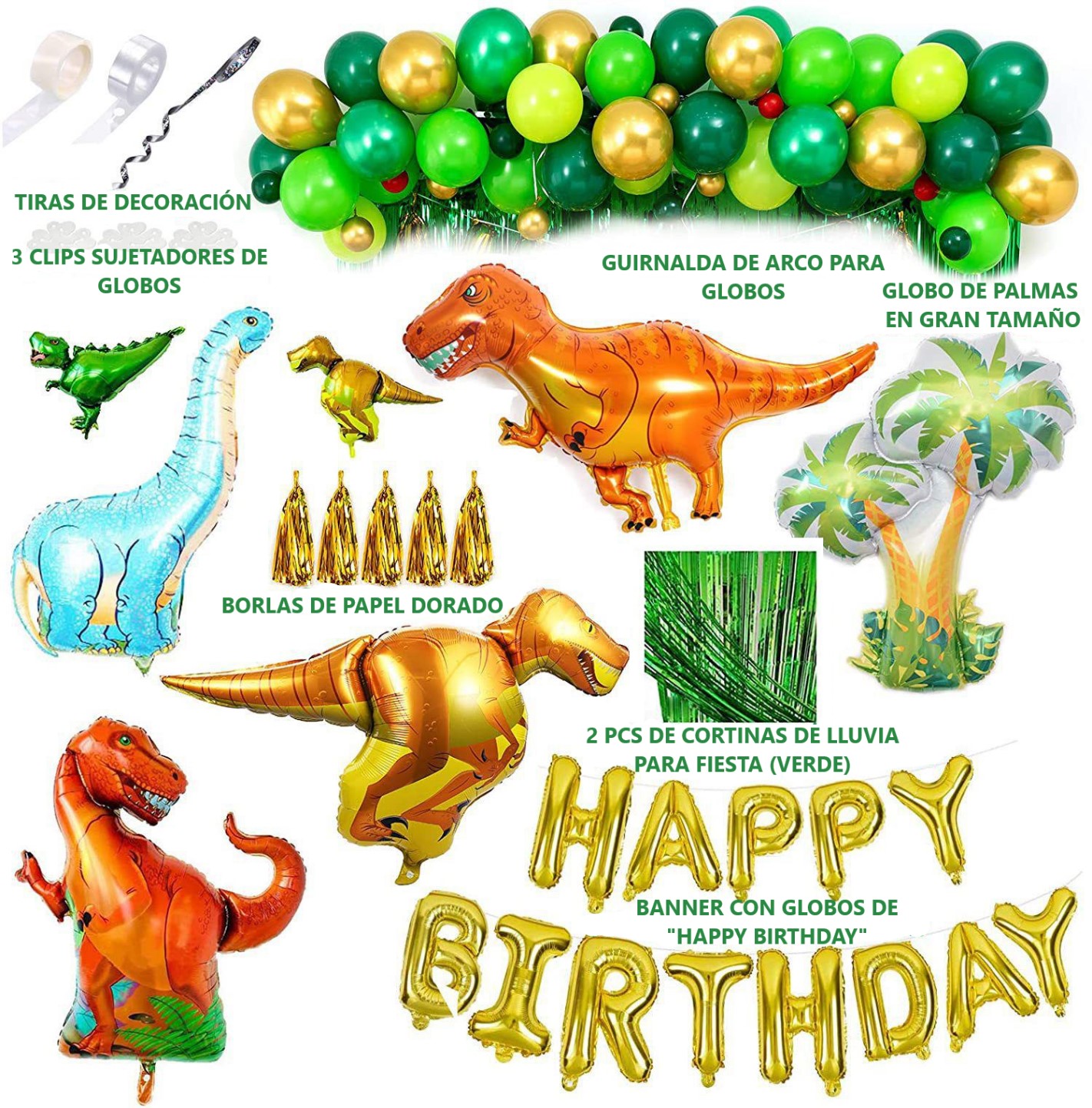 Globos De Cumpleaños Decoración Kit De Fiesta DINOSAURIOS