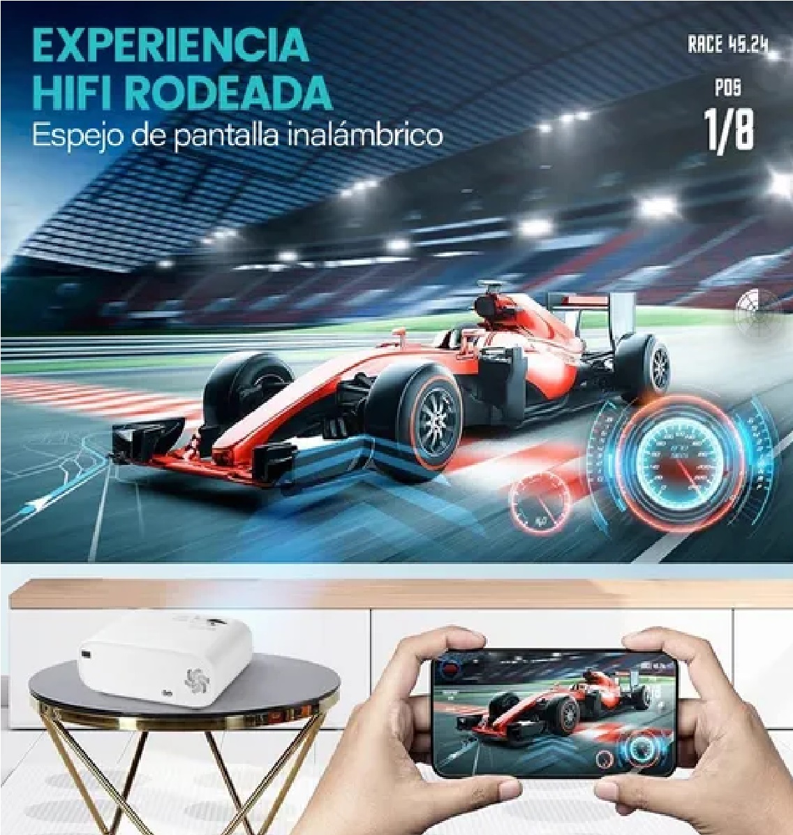 Proyector Full Hd 1080p Compatible Con 4k,portátil,wifi Blanco